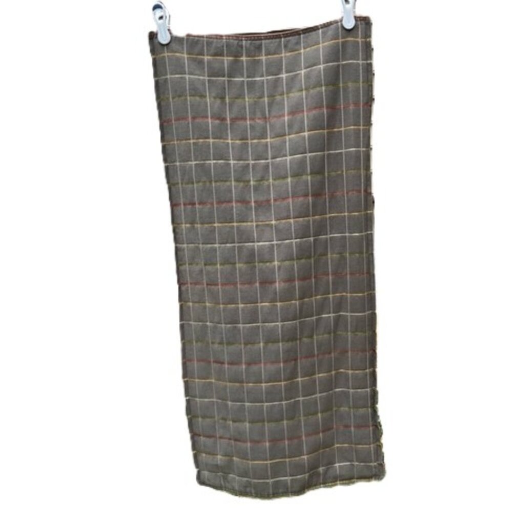 CRATE & BARREL Tattersall Zippered Pillow Cover Plaid Windowpane 16 x 36 inches
